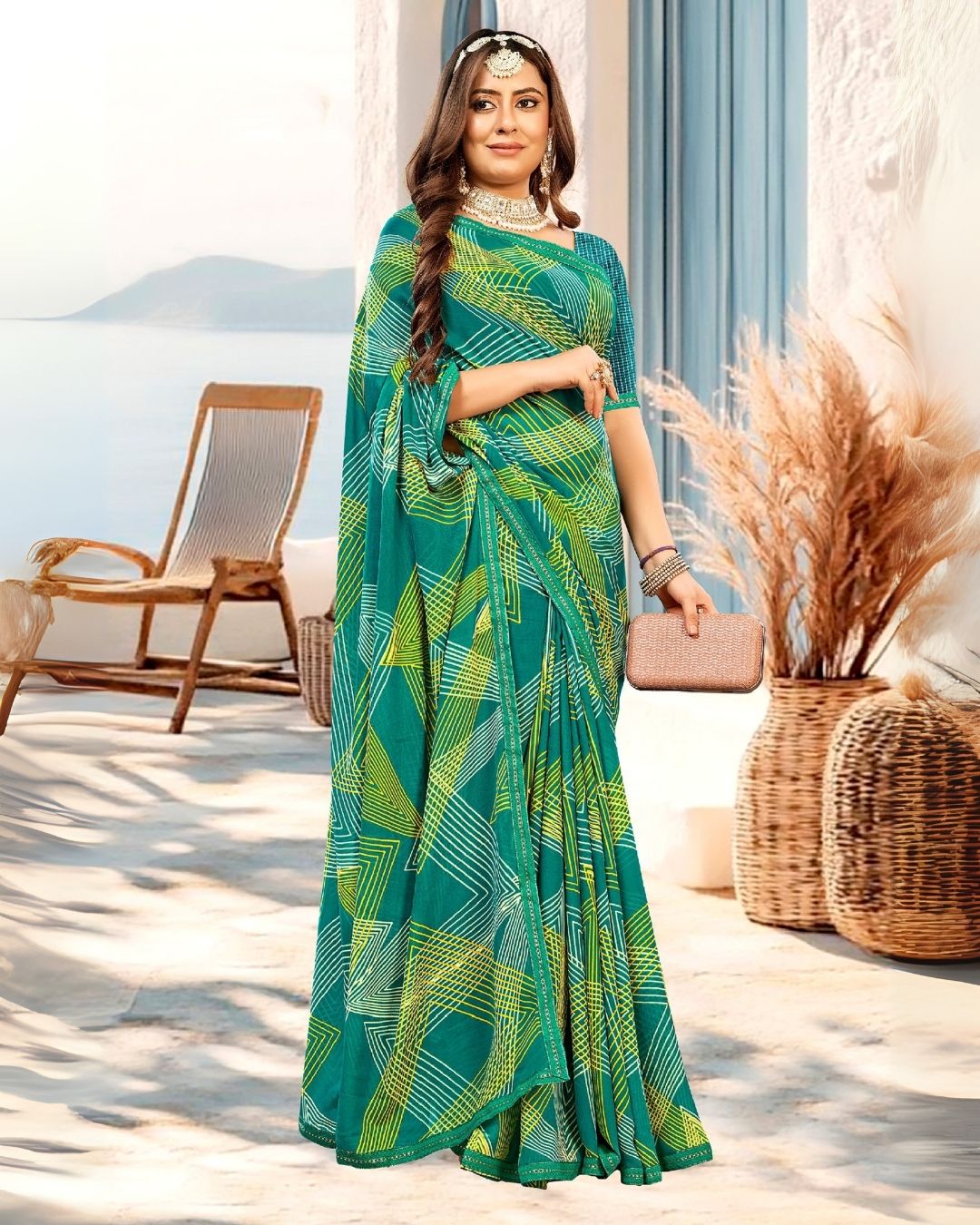 Mornii Sky Green Saree