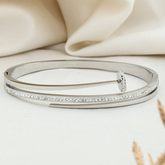 Silver plated Western twisted screw kada