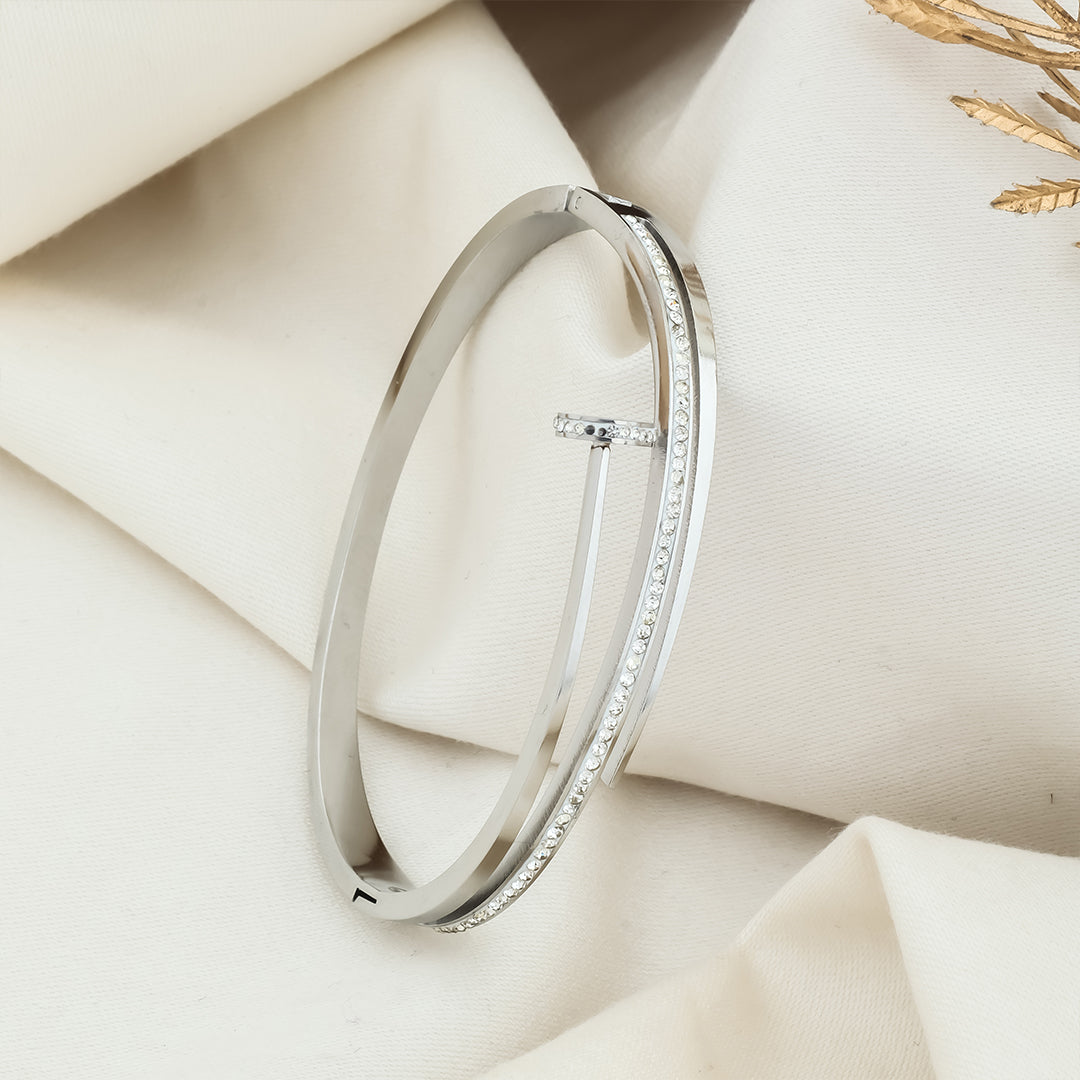 Silver plated Western twisted screw kada
