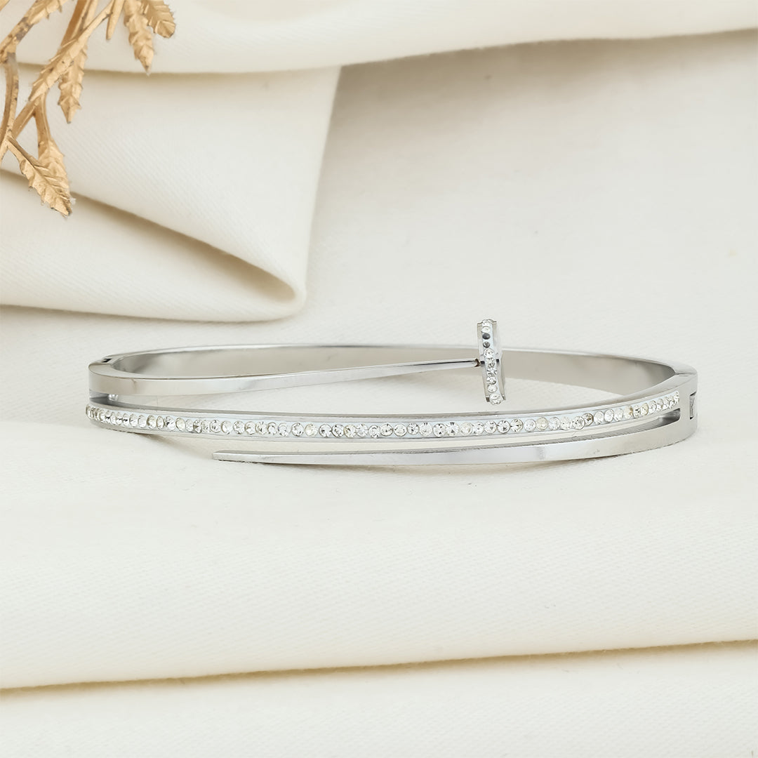 Silver plated Western twisted screw kada