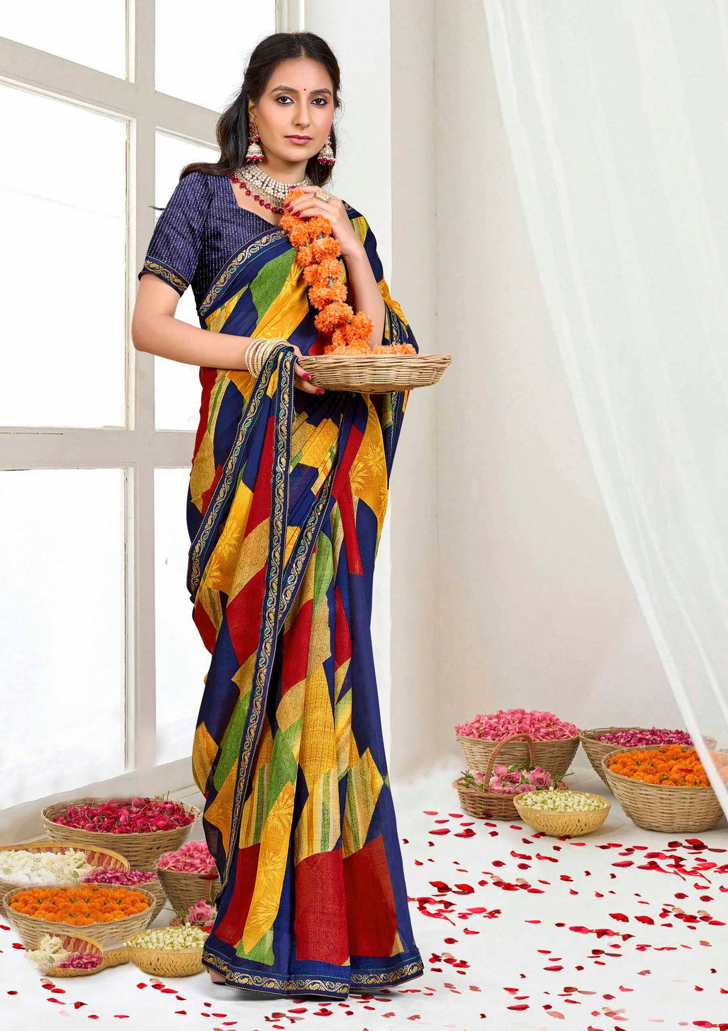 Ghazal multicolor digital printed saree