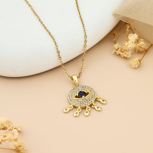 White Glittery Blue stone pendant chain