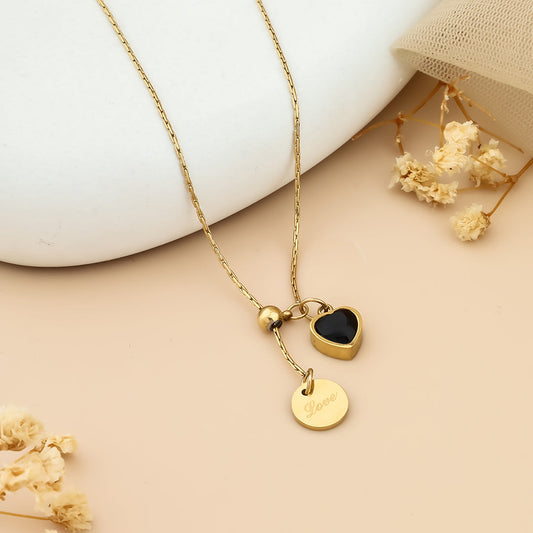 Cute Love black stone adjustable neck chain