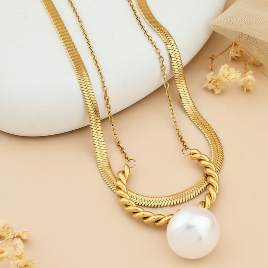 Magic Pearl locket chain with Snake chain
