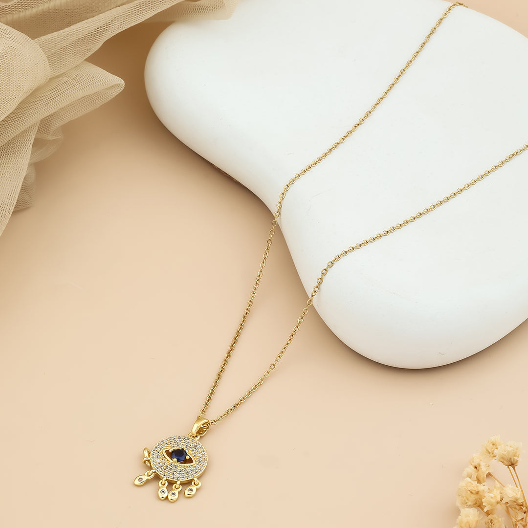 White Glittery Blue stone pendant chain
