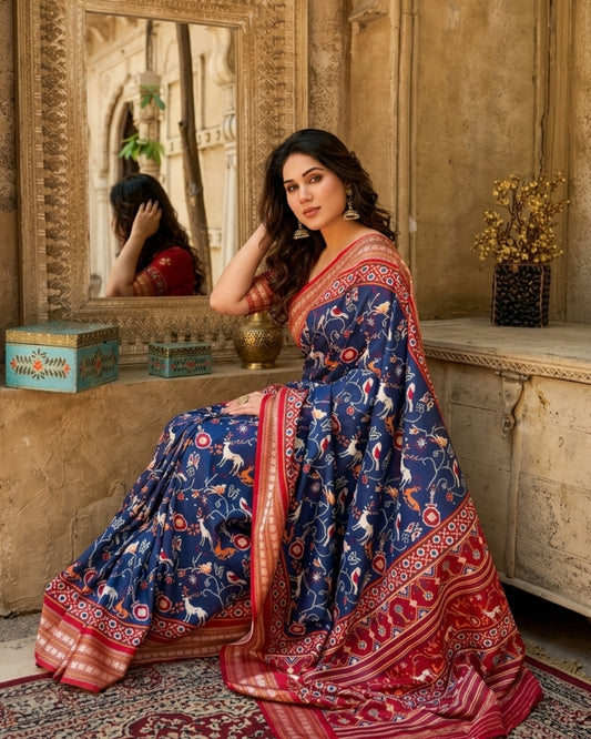 Satin Gorgette Shikargarh Patola Digital print saree