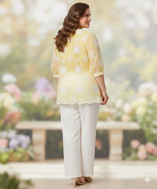 Plus embroidered top