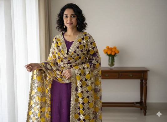 Trending mirror circle cutwork dupatta