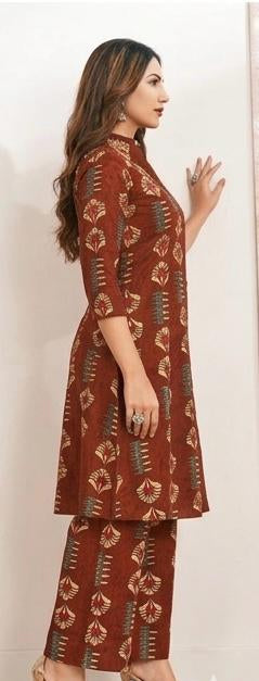 Cotton Summer Co-0rd Set- Maroon