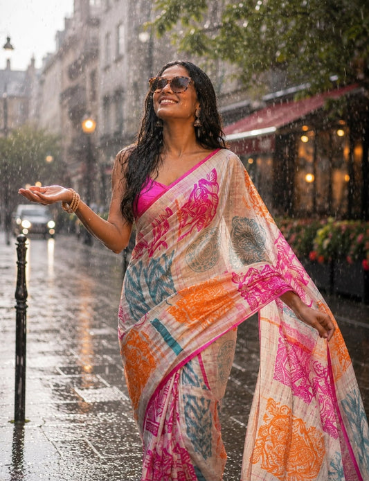 Neon Pop - Cotton Linen Blend Saree
