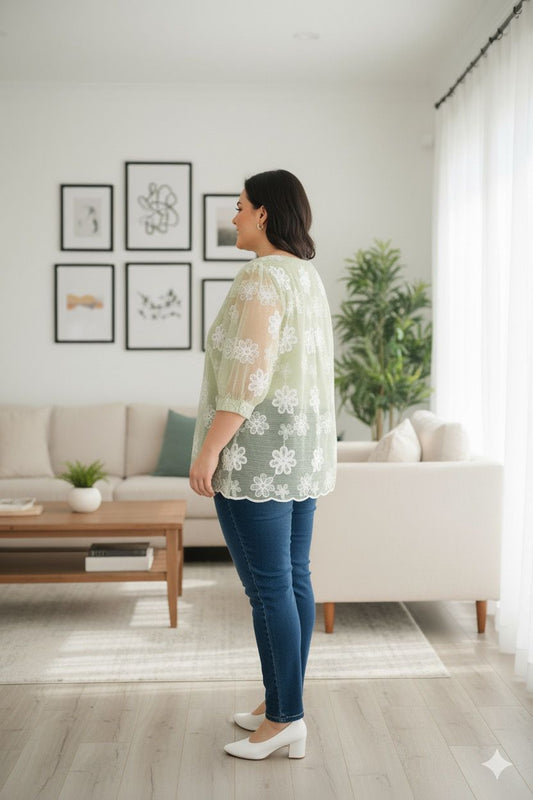 Plus embroidered top