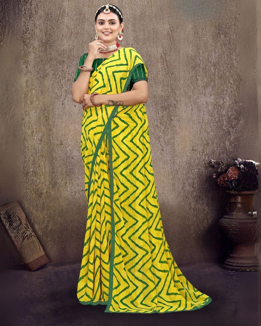 Kesari lined regular wear yellow saree