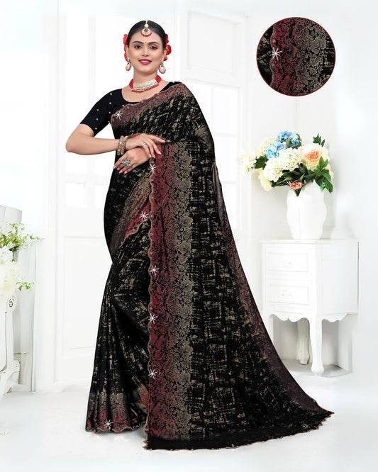 Vintage type regular wear black saree