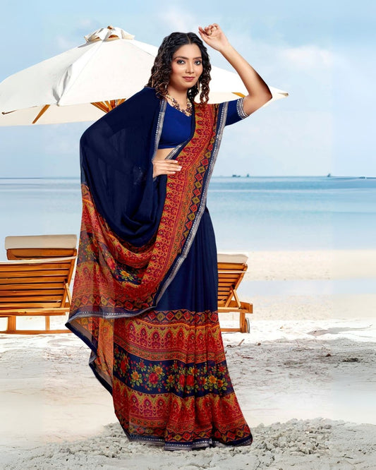 Rangeeli Blue printed Saree