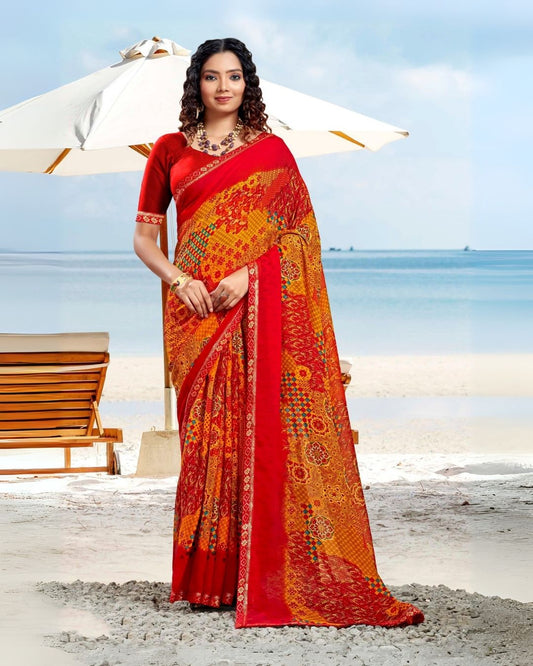 Rangeeli Orange-Red Saree