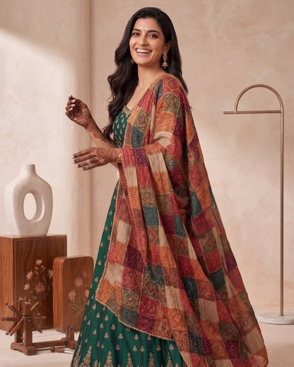 Bandhni Patola Style Kota Doria Dupatta