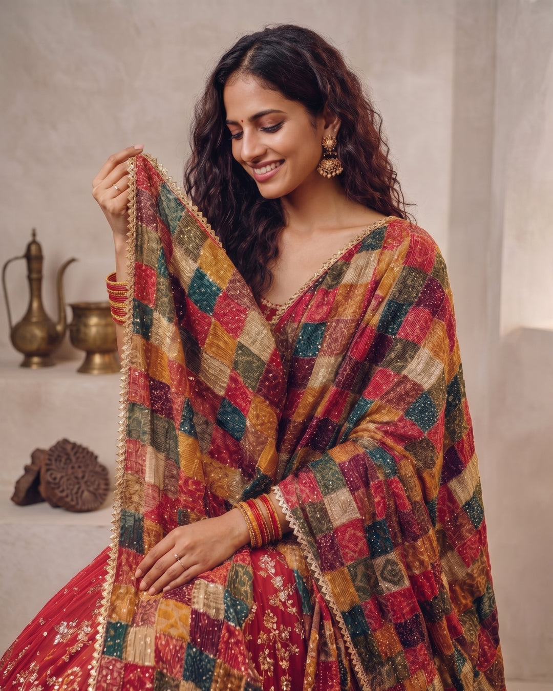 Bandhni Patola Style Kota Doria Dupatta