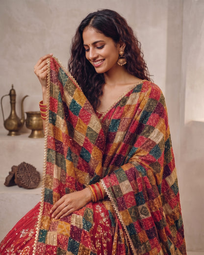 Bandhni Patola Style Kota Doria Dupatta