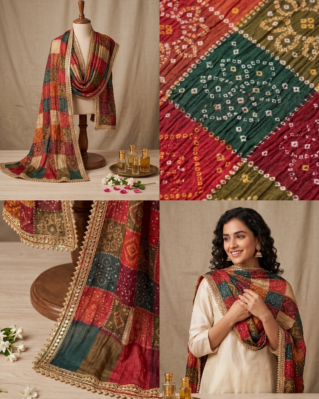 Bandhni Patola Style Kota Doria Dupatta
