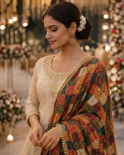 Bandhni Patola Style Kota Doria Dupatta