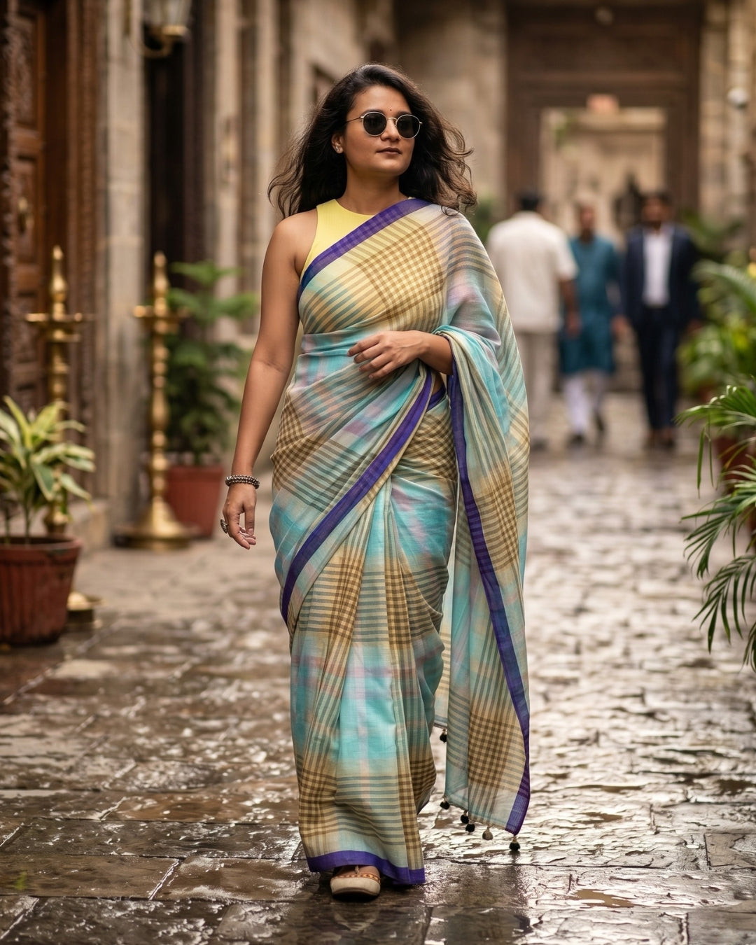 Cotton Linen Handloom look digital print saree