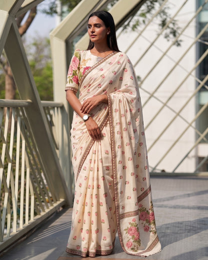 Cotton Linen Liberty Floral Saree