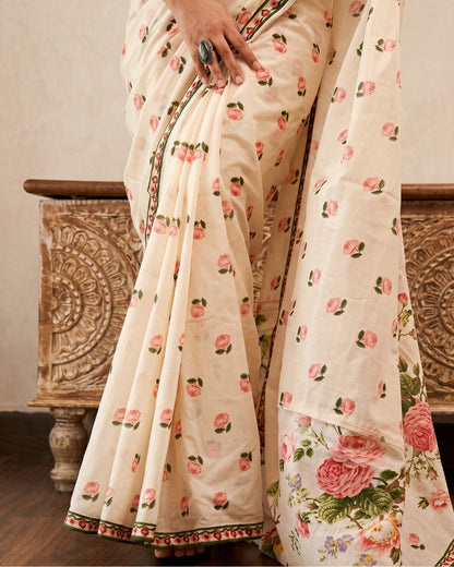 Cotton Linen Liberty Floral Saree