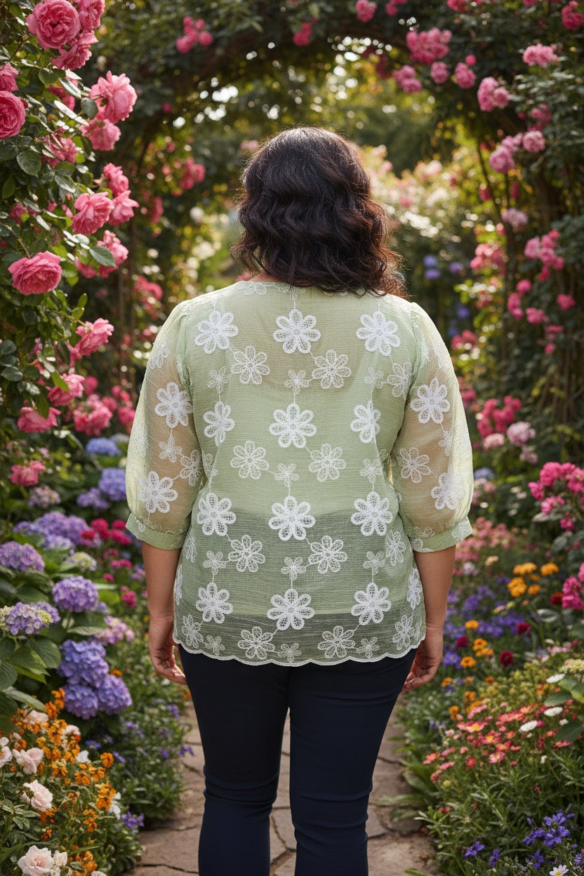 Plus embroidered top