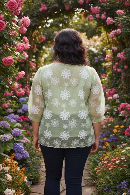 Plus embroidered top