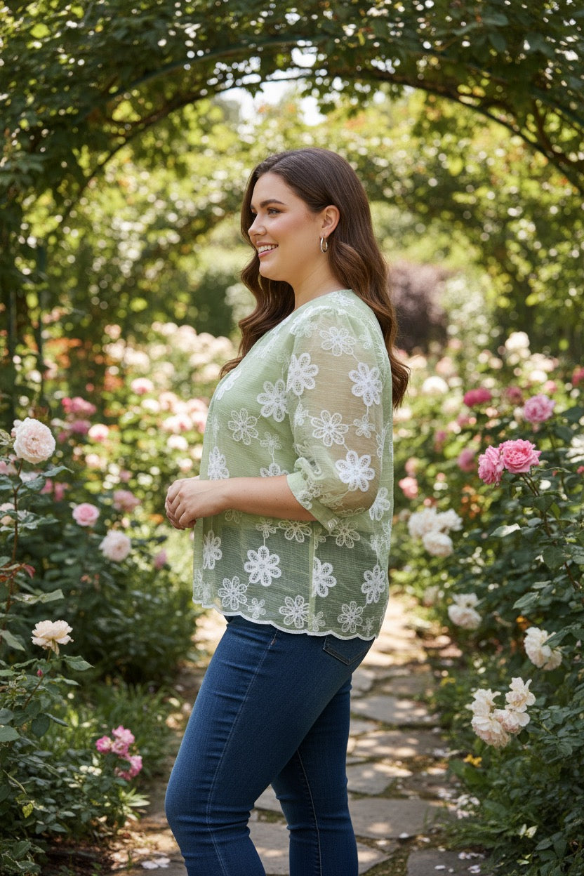 Plus embroidered top