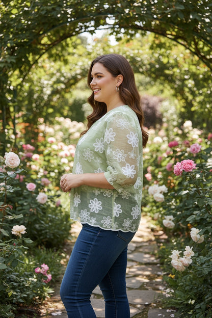 Plus embroidered top