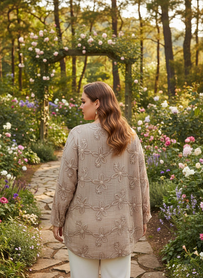 Plus Tissue silk embroidered Top