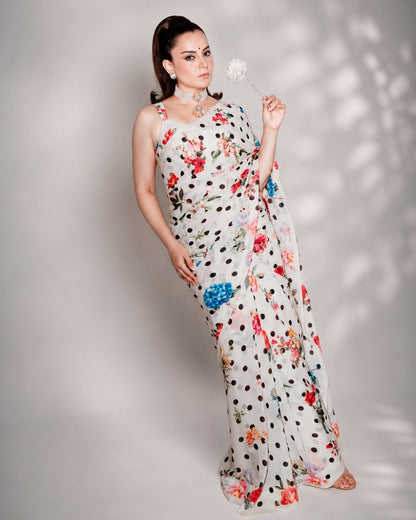 Kangana’s Polka Bloom Weigthless gorgette Saree