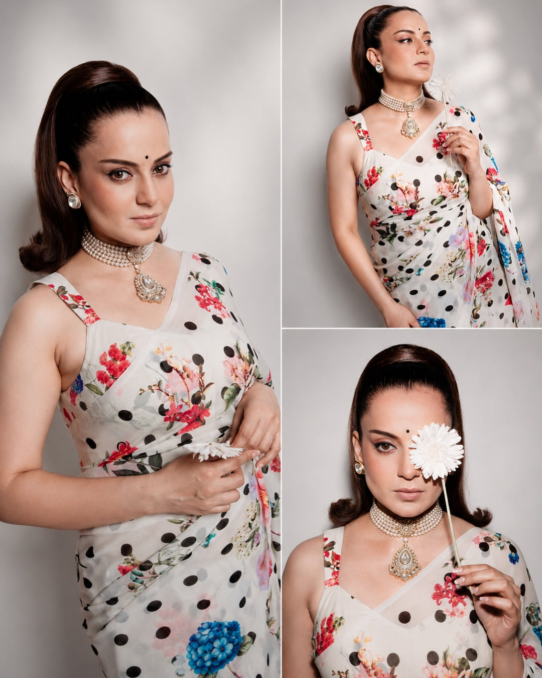 Kangana’s Polka Bloom Weigthless gorgette Saree