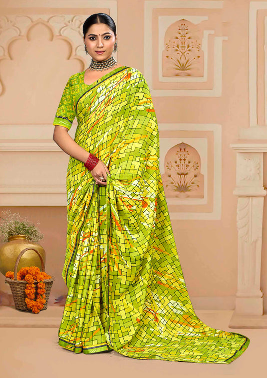 Fuljhadi light green digital printed saree