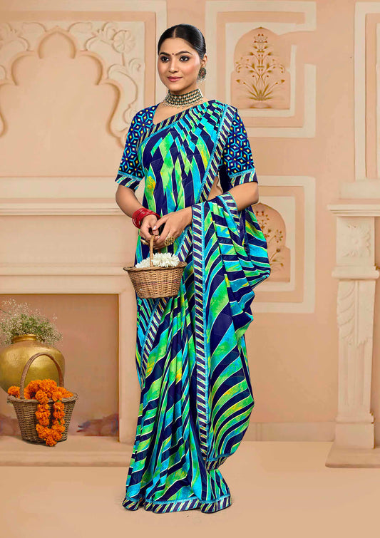 Fuljhadi blue-green aesthetic saree