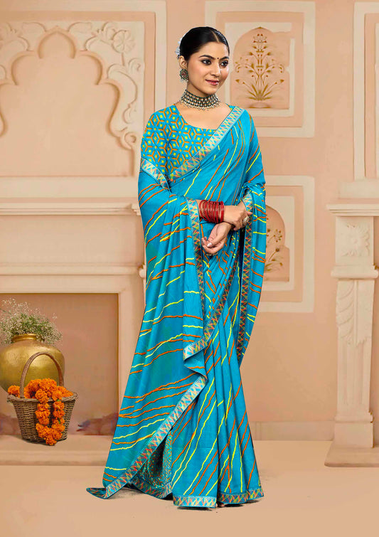 Fuljhadi Lined & Sky saree