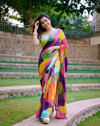 Rang De Premium Chinon Silk Saree