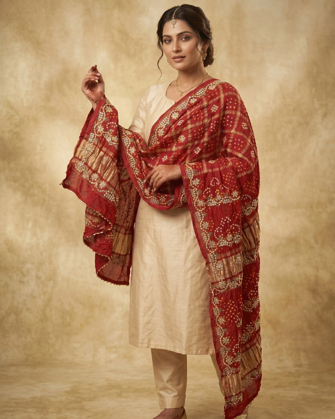 Pure Gaji Silk gota patti handwork dupatta