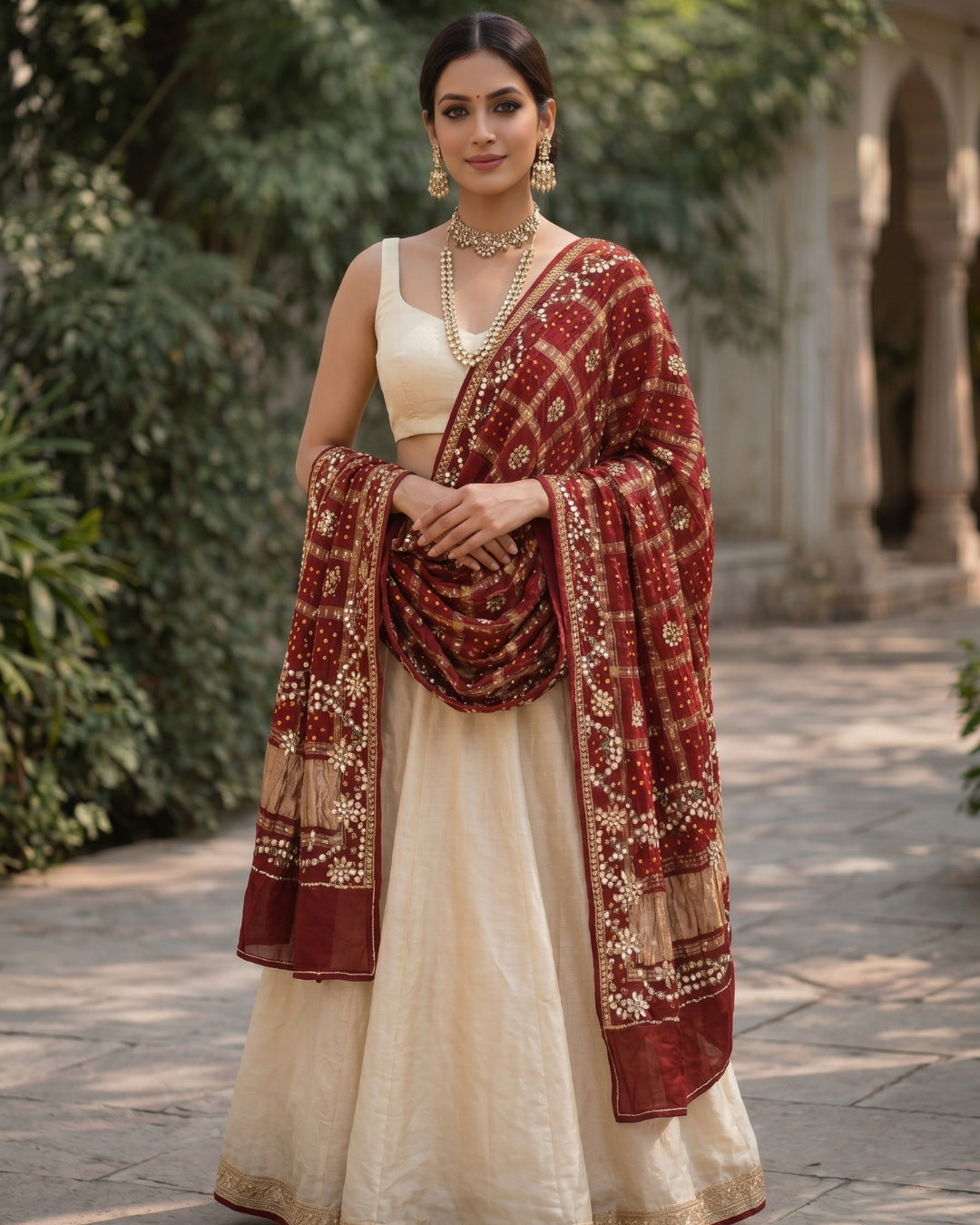 Pure Gaji Silk gota patti handwork dupatta