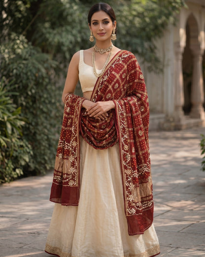 Pure Gaji Silk gota patti handwork dupatta