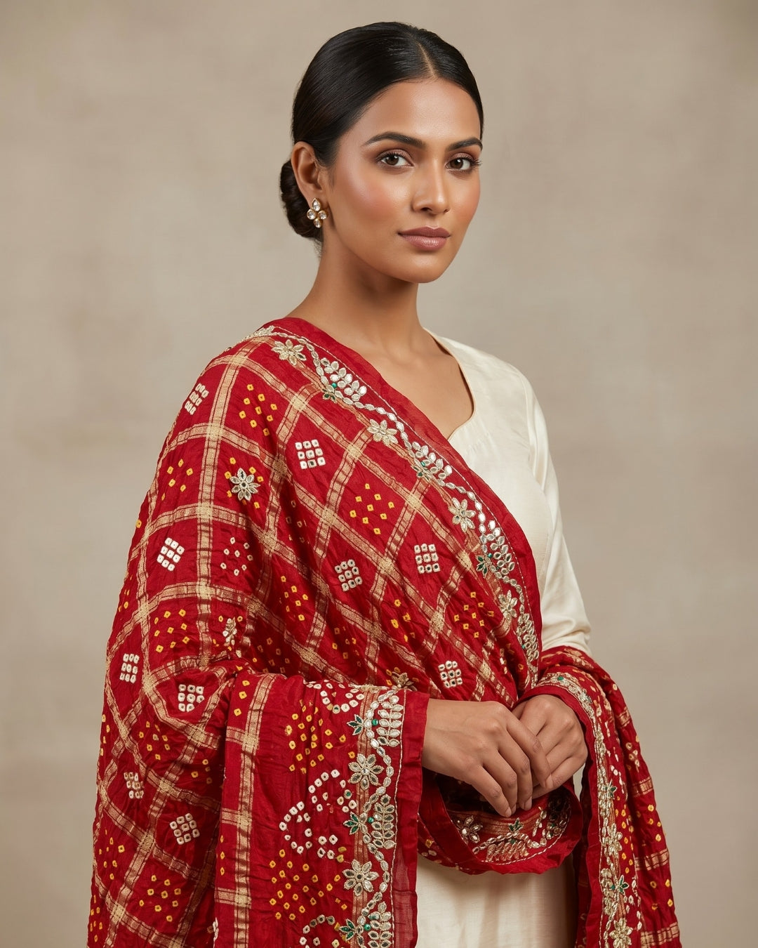 Pure Gaji Silk gota patti handwork dupatta