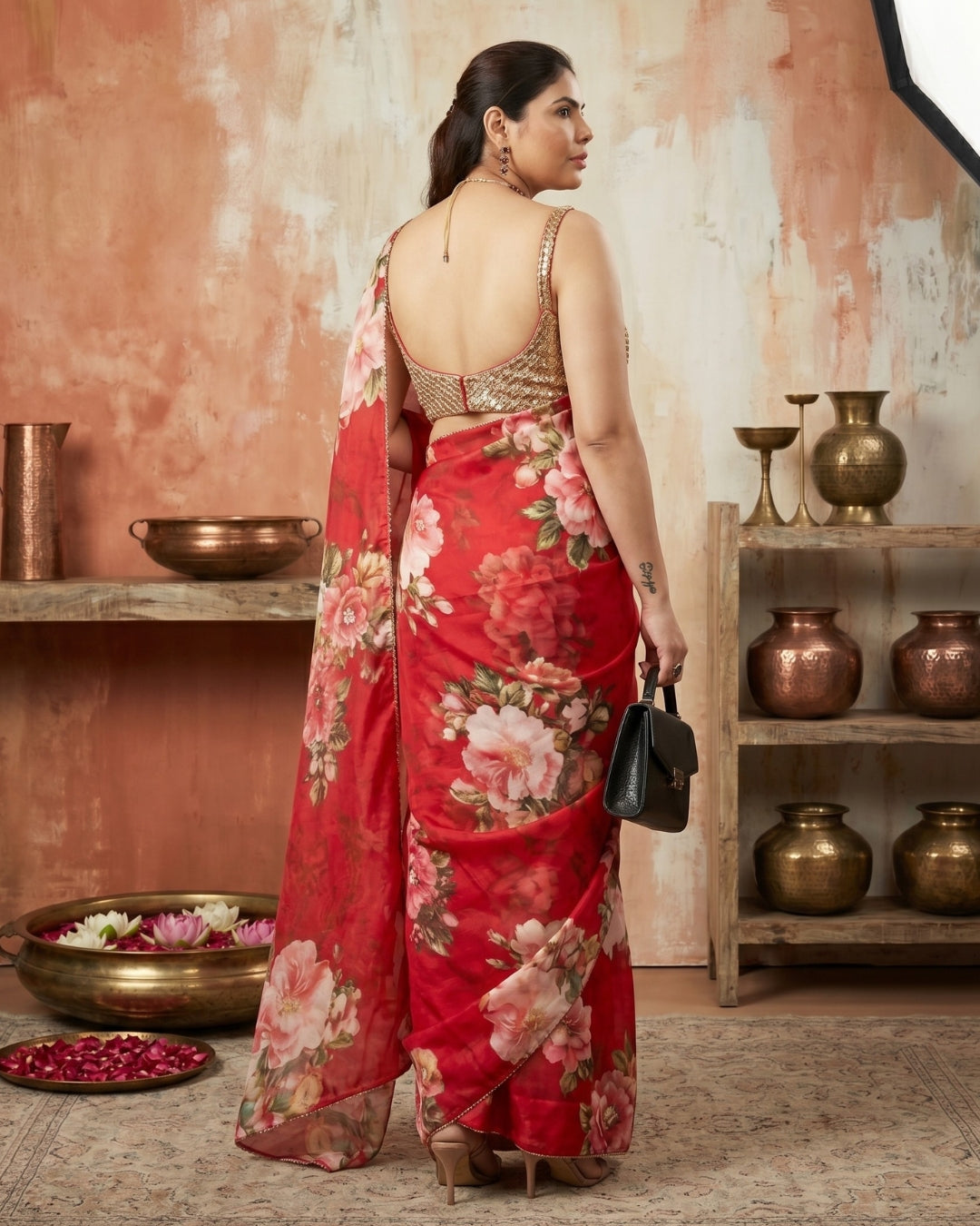 Satin Georgette Premium Floral Saree