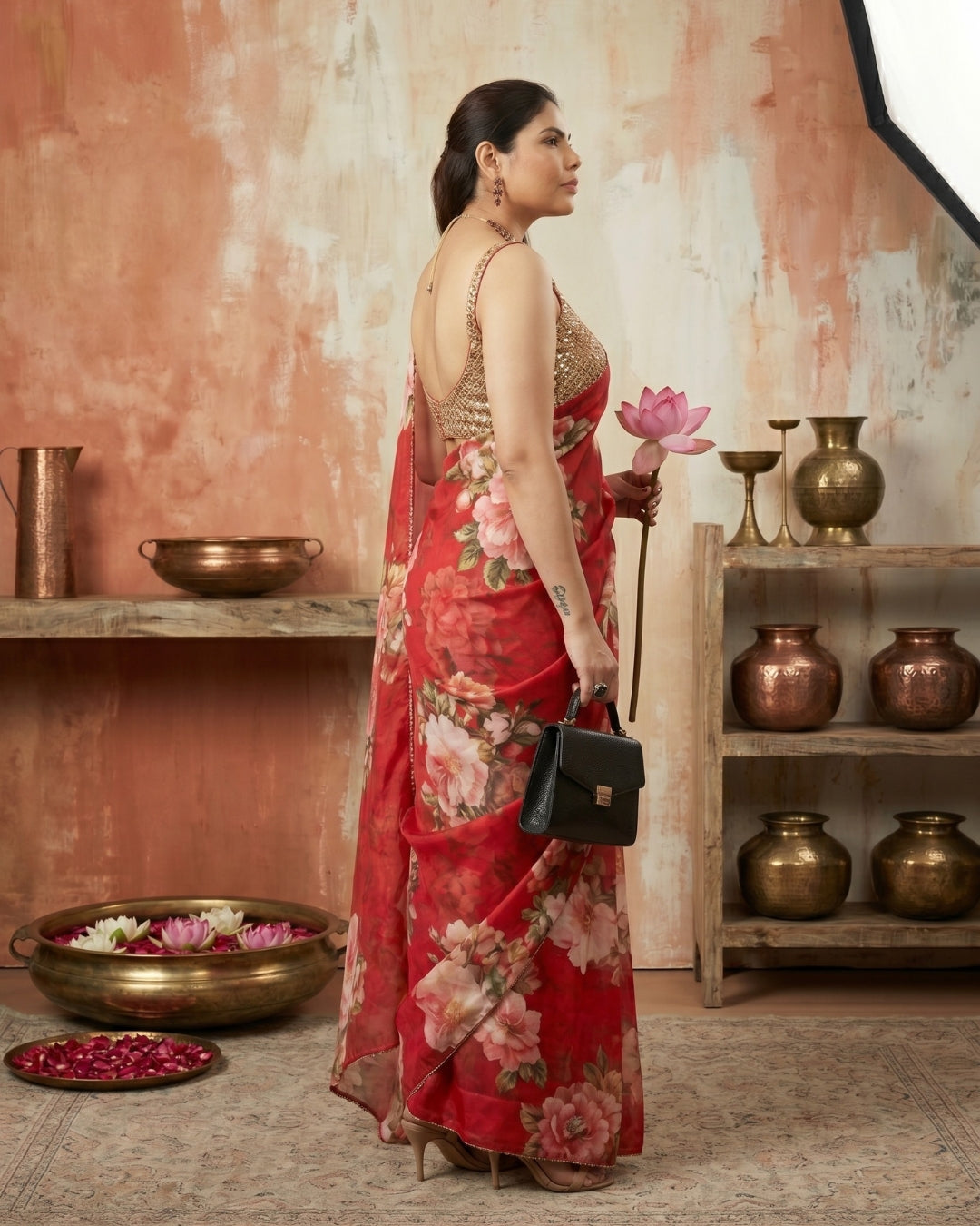 Satin Georgette Premium Floral Saree