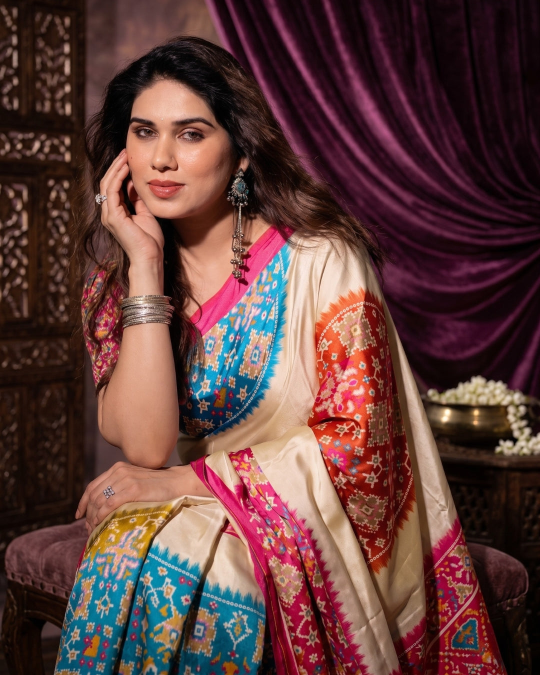 Satin Gorgette Patola Saree