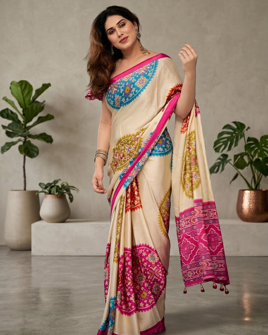 Satin Gorgette Patola Saree