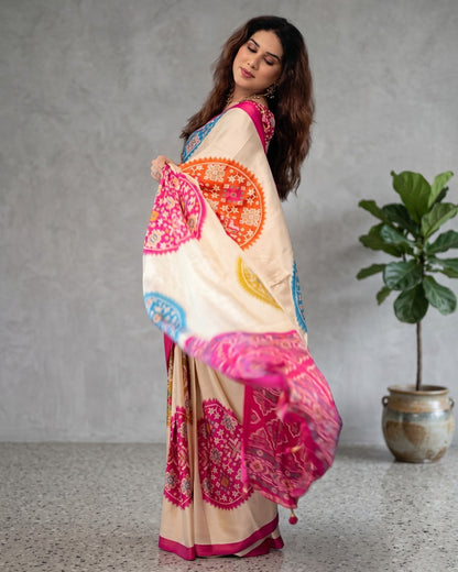 Satin Gorgette Patola Saree