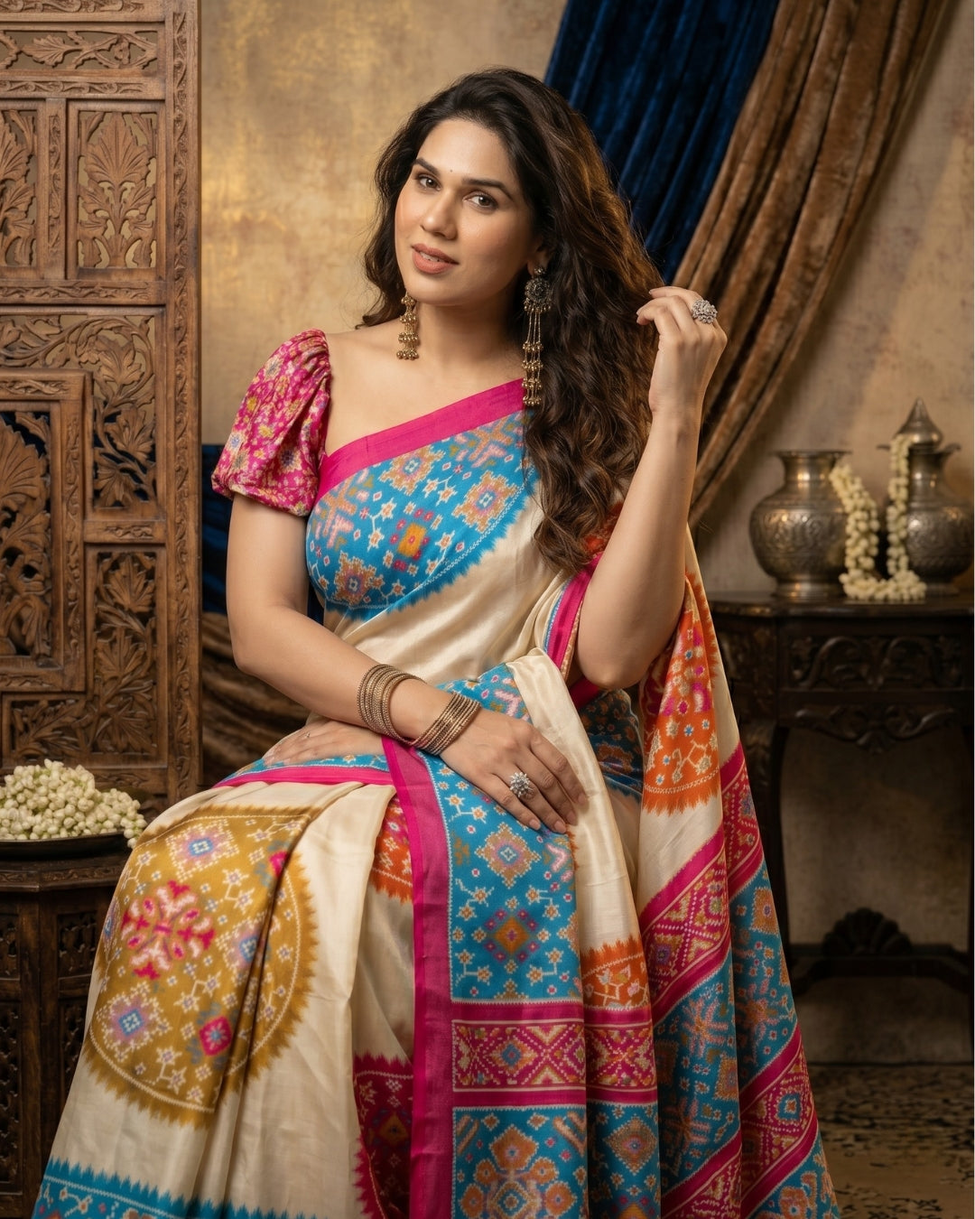 Satin Gorgette Patola Saree