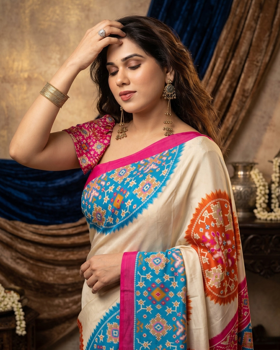 Satin Gorgette Patola Saree