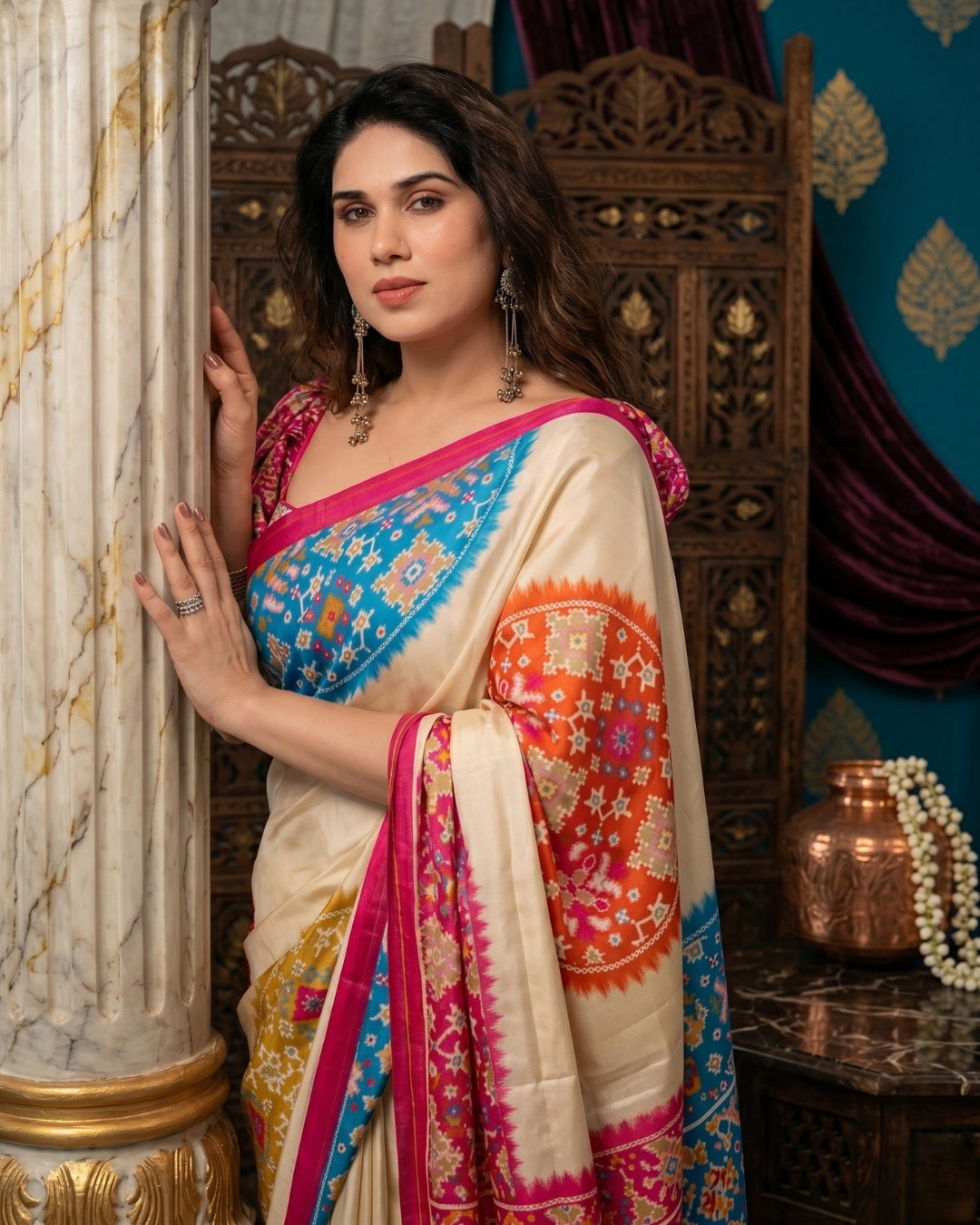 Satin Gorgette Patola Saree